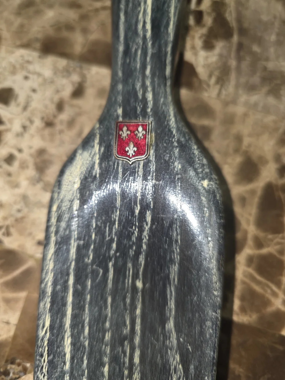 Vintage MCM Shields Mahogany Wood Men's Clothes Brush Enamel Crest Japan Rare